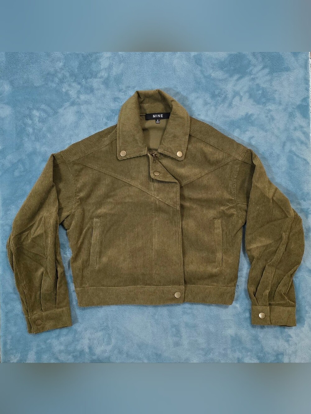 MINE Olive Green Corduroy Crop Jacket